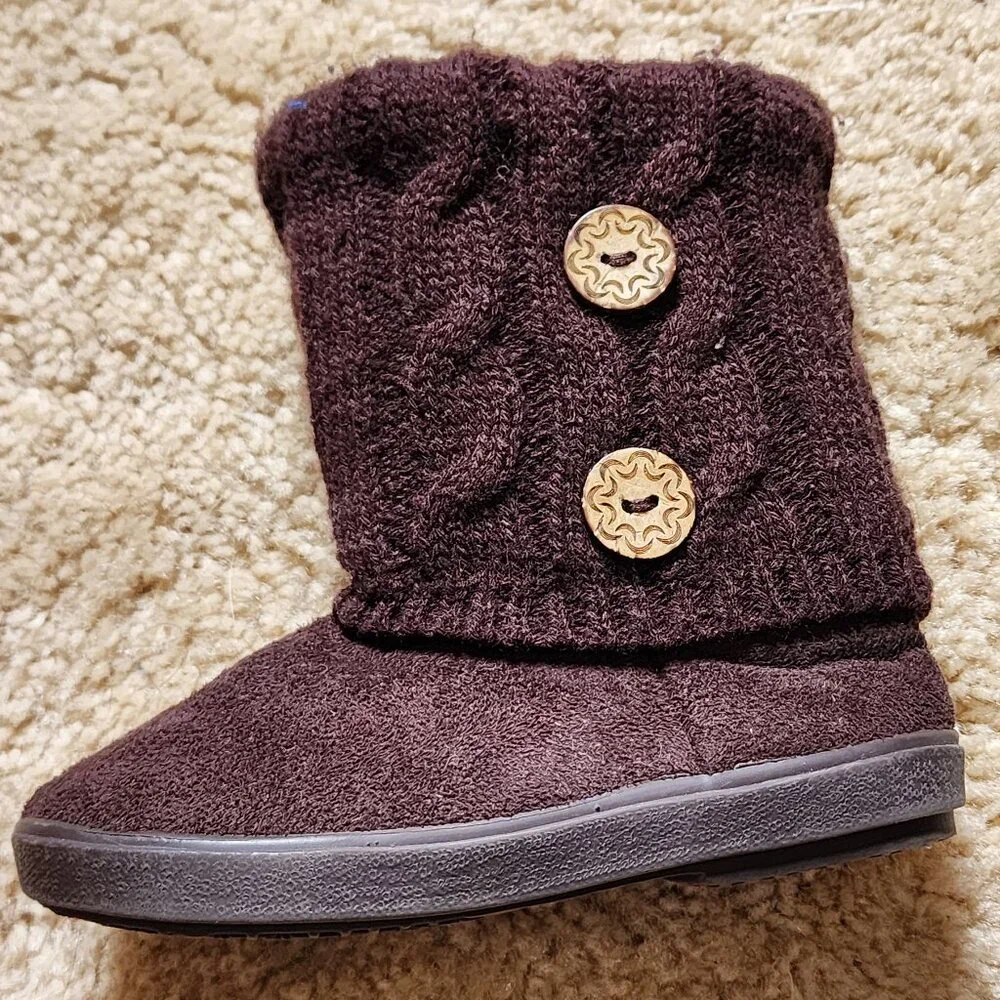 REDVOLUTION - Toddler Girl Boots Dark brown PU Leather boots. Size 7